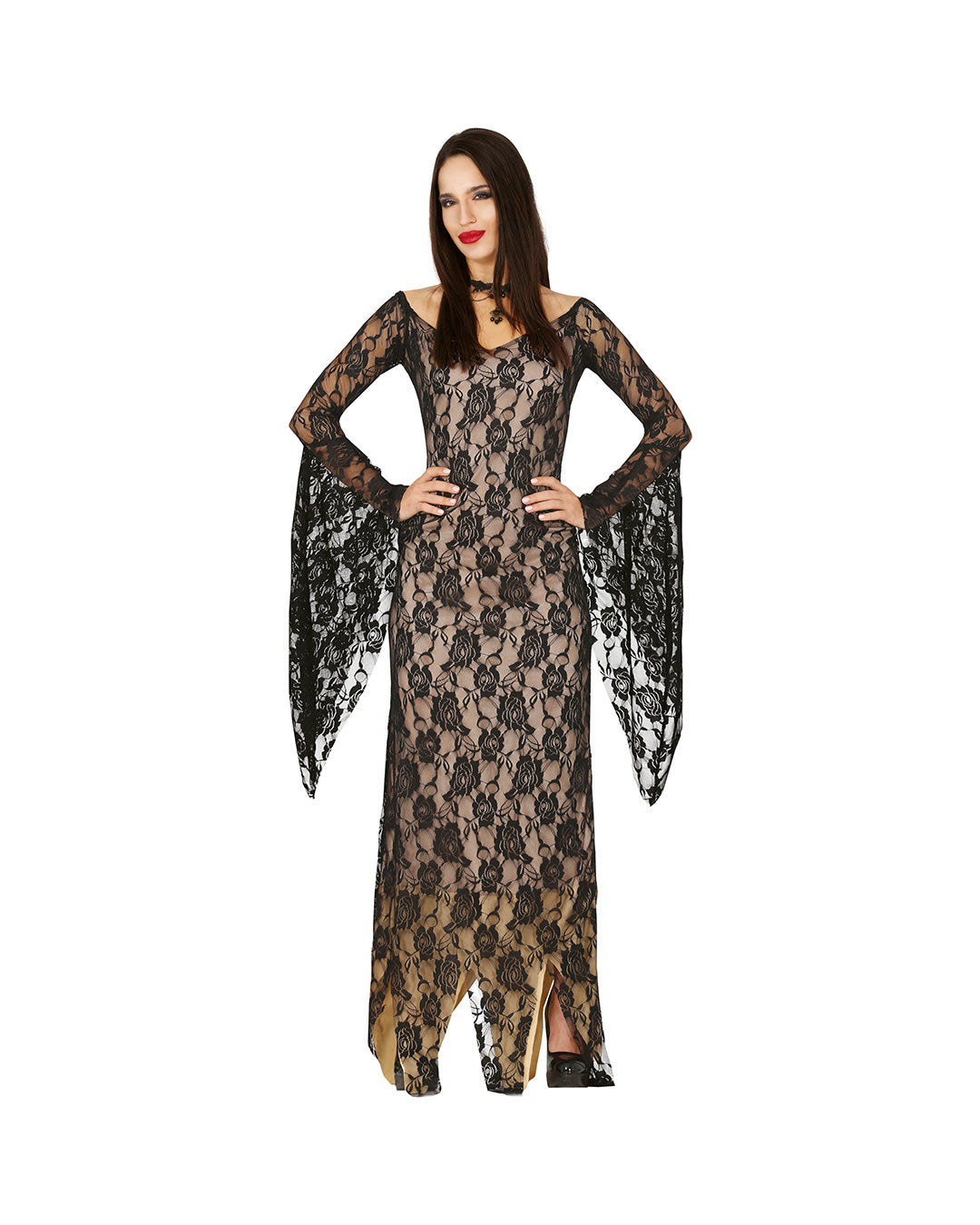 Black Lace Lady Ladies Costume with lace