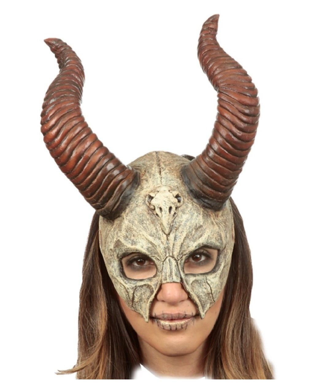 Skelett-Halbmaske Für Erwachsene – Knochenfarben Mit Gummiband – 25x13 Cm – Latex – Halloween-Kostüm