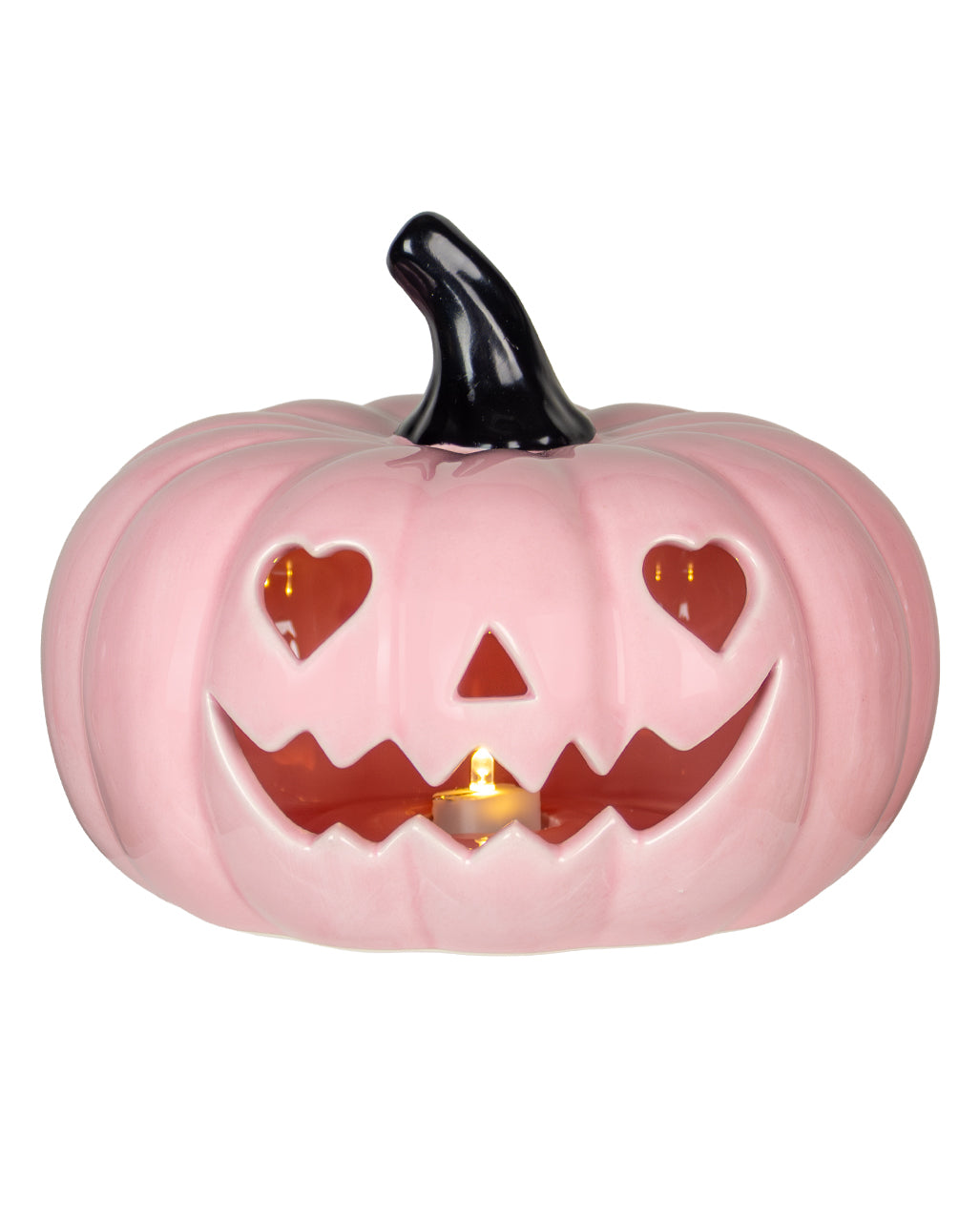 Pink Summerween Ceramic Pumpkin With Light 20cm Halloween table