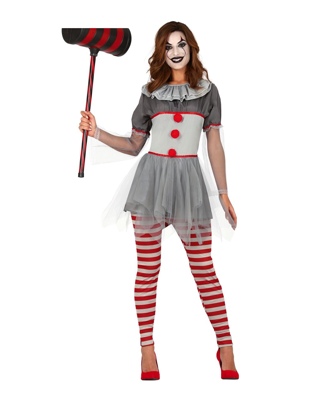 Gruseliges Clown-Kostüm Für Damen – Kleid + Hut – Ideal Für Halloween, Karneval & Gruselpartys (ab 14 Jahren)
