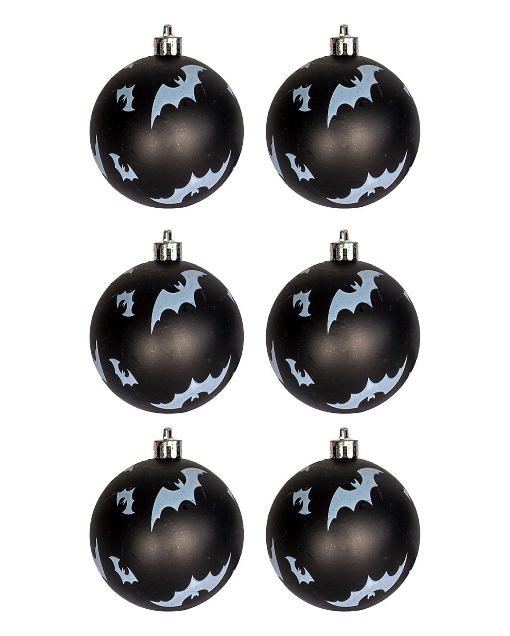 Schwarze Weihnachtskugeln mit Fledermäusen Ø 6cm als Gothic Deko