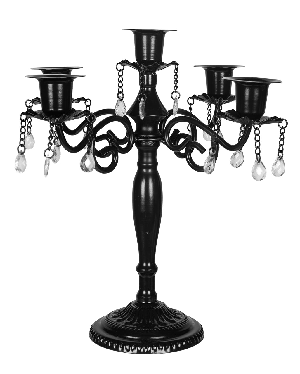 Schwarzer fünfarmiger Gothic Kerzenleuchter 29cm Wohnaccessoire