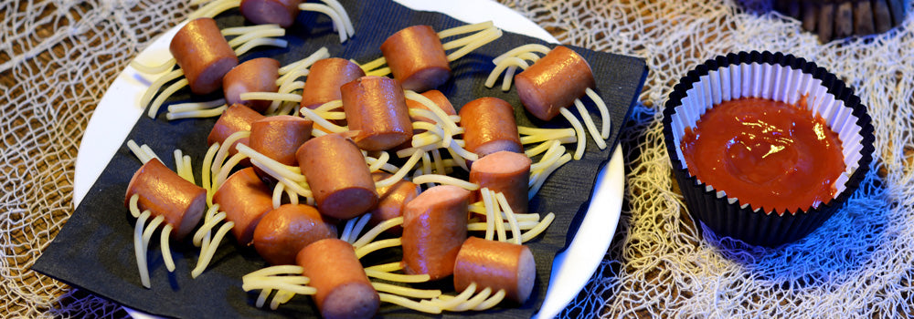 Spinnen Wiener für Halloween