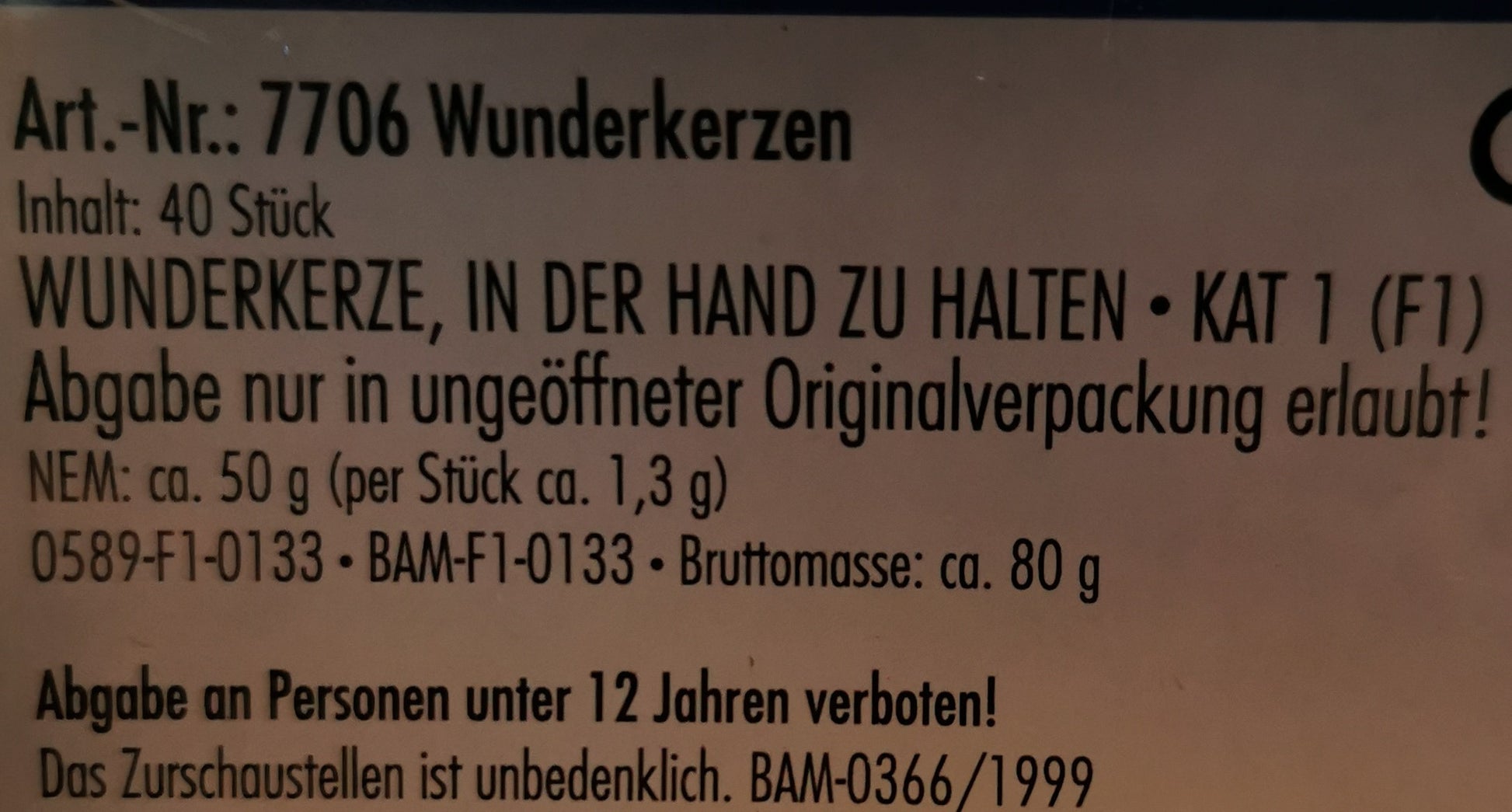 Wunderkerzen / Sternwerfer 40 St.