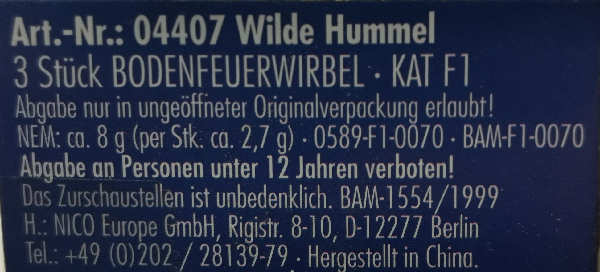 Wilde Hummel Bodenfeuerwirbel 3er Pack