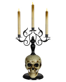 3-armiger Totenkopf Kerzenständer mit LED-Kerzen 66cm