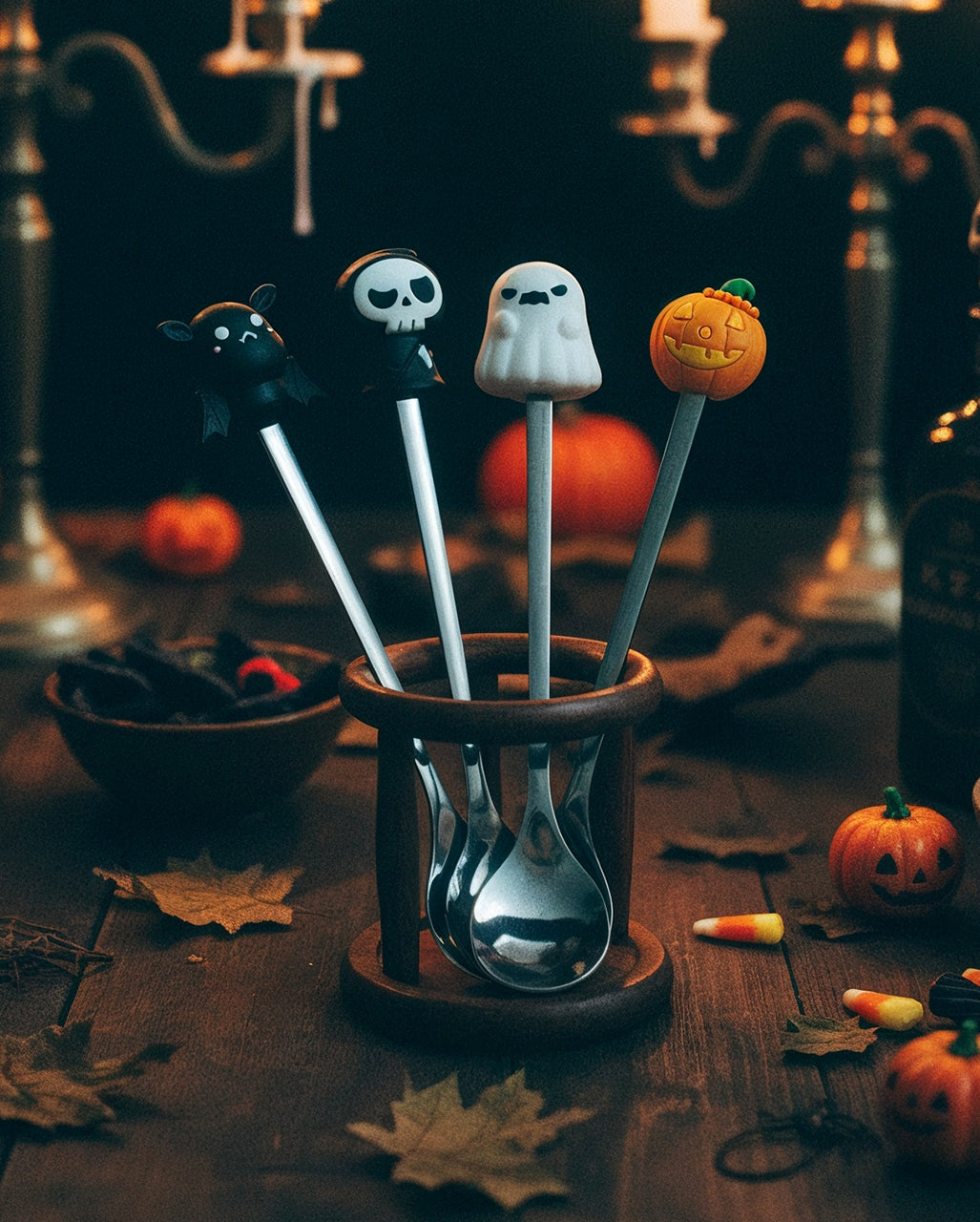Halloween Löffel Set mit Figurengriff 4-tlg.