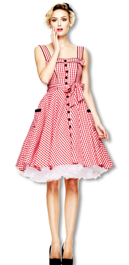 50er Jahre Sommerkleid rot-weiß kariert