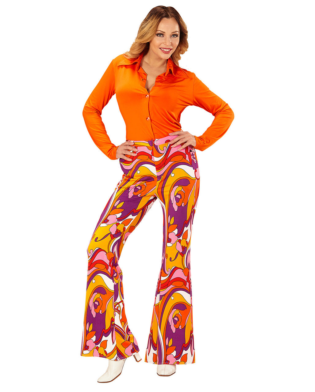 Hippe 70er Jahre Hose Orchideen