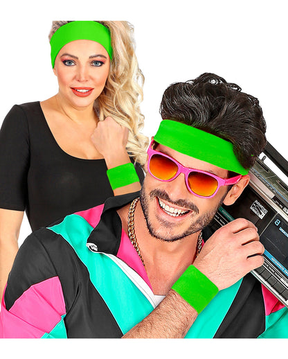 80s Neon Green Sweatband Set Of 2