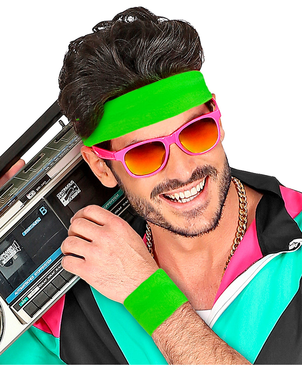 80s Neon Green Sweatband Set Of 2
