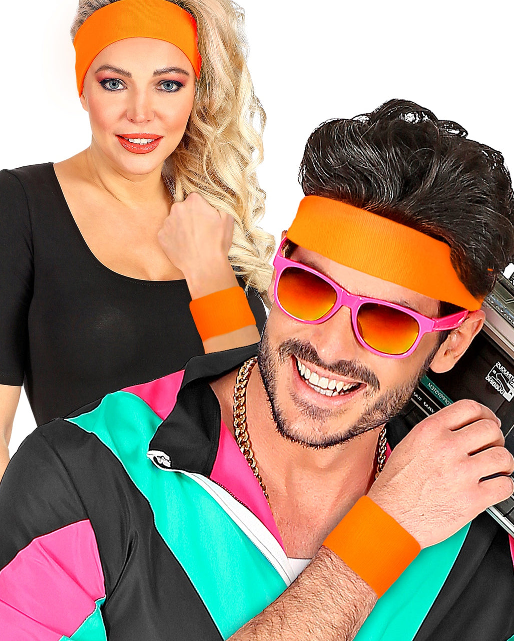 80s Neón Naranja Sudadera Juego De 2