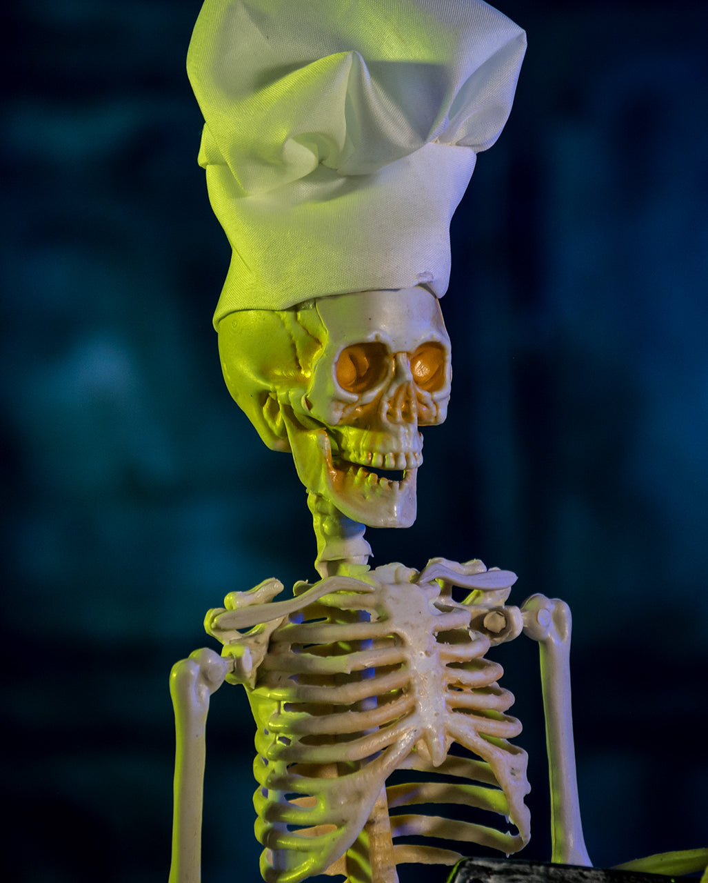 Animated Skeleton Chef With Butcher's Cleaver 30cm