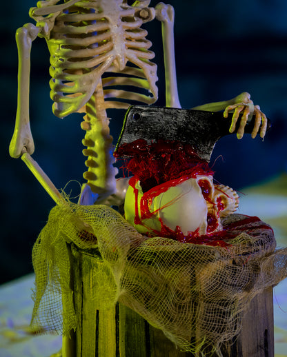 Animated Skeleton Chef With Butcher's Cleaver 30cm
