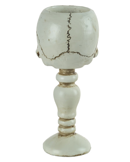 Antique White Skull Tealight Holder On Base 14.5cm