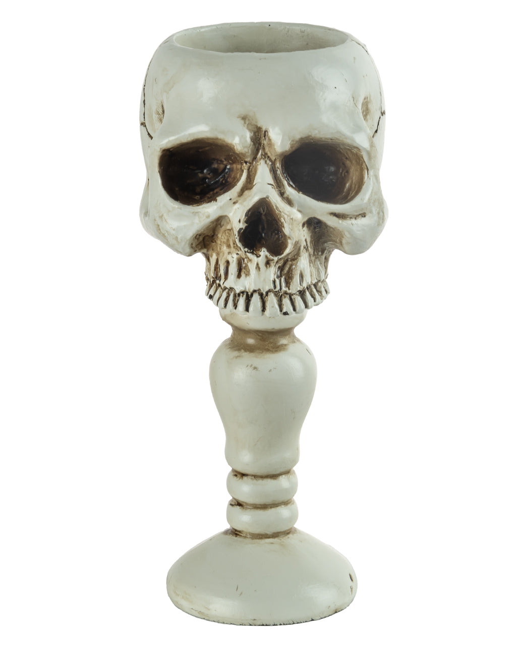 Antique White Skull Tealight Holder On Base 14.5cm