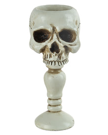 Antik Weißer Totenkopf Teelichthalter auf Sockel 14,5cm
