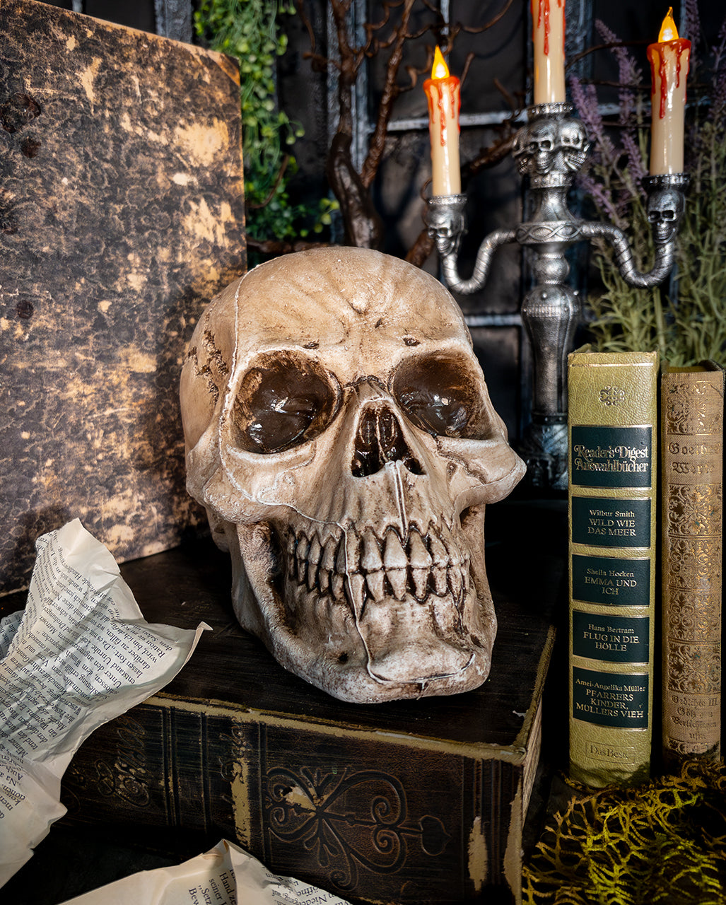 Antiker Morbid Relic Totenkopf 17cm