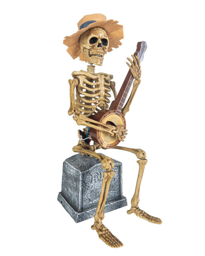 Banjo Spelend Skelet Tafel Decoratie Met Geluid 31cm