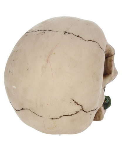 Beiger Totenkopf mit roter Rose 15cm