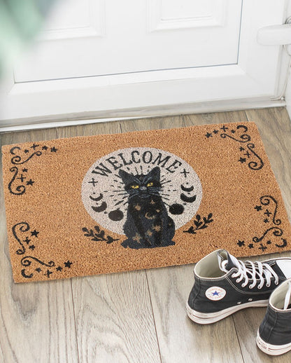 Black Magick Cat Fußmatte aus Kokosfaser 60cm