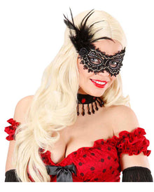 Black Mystic Augenmaske mit Rose & Federn