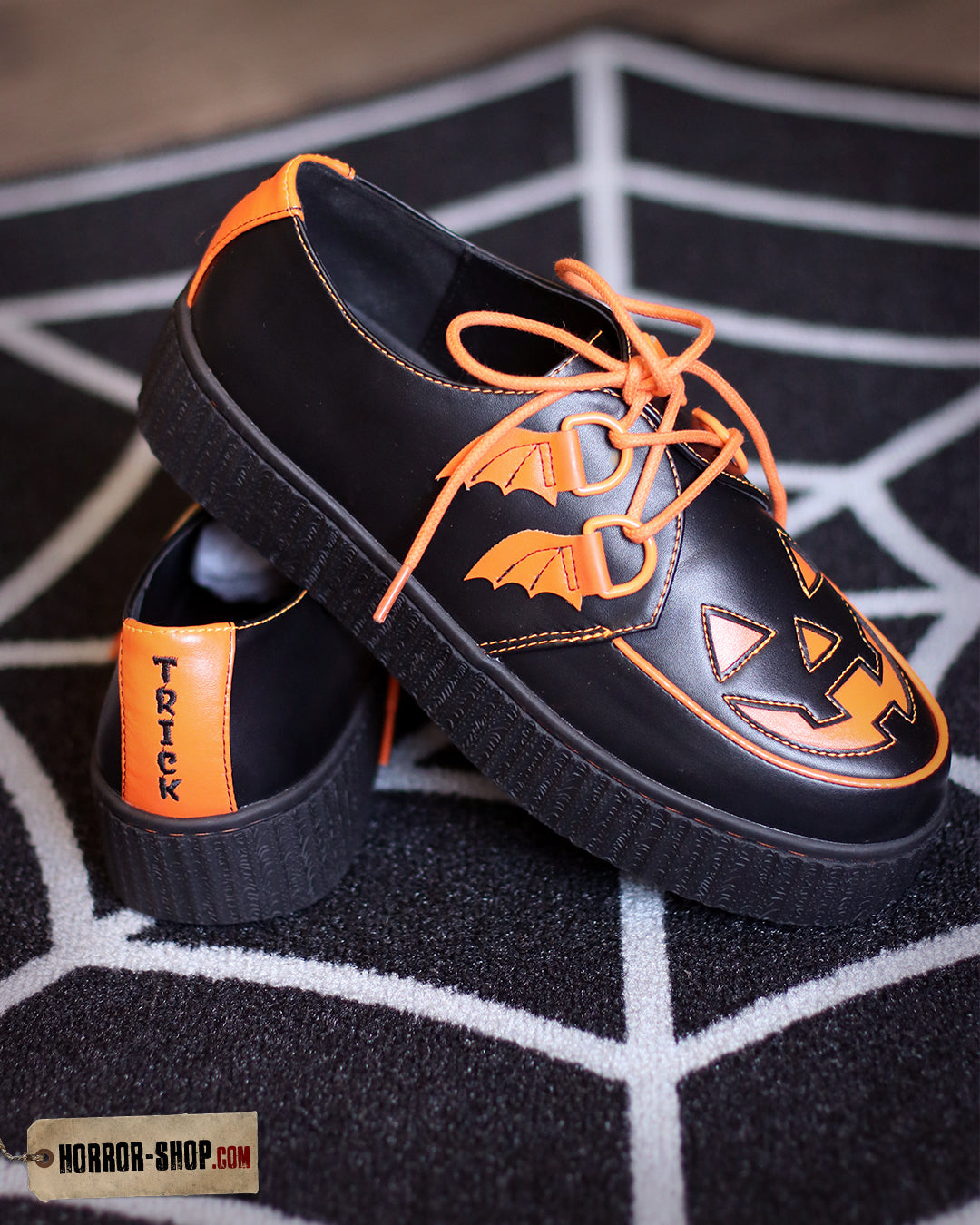 Schwarze Jack O'lantern Trick or Treat Schuhe