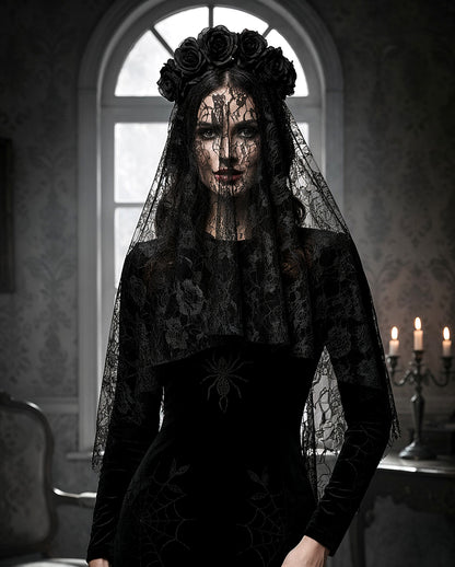 Black Widow Schleier mit Rosen