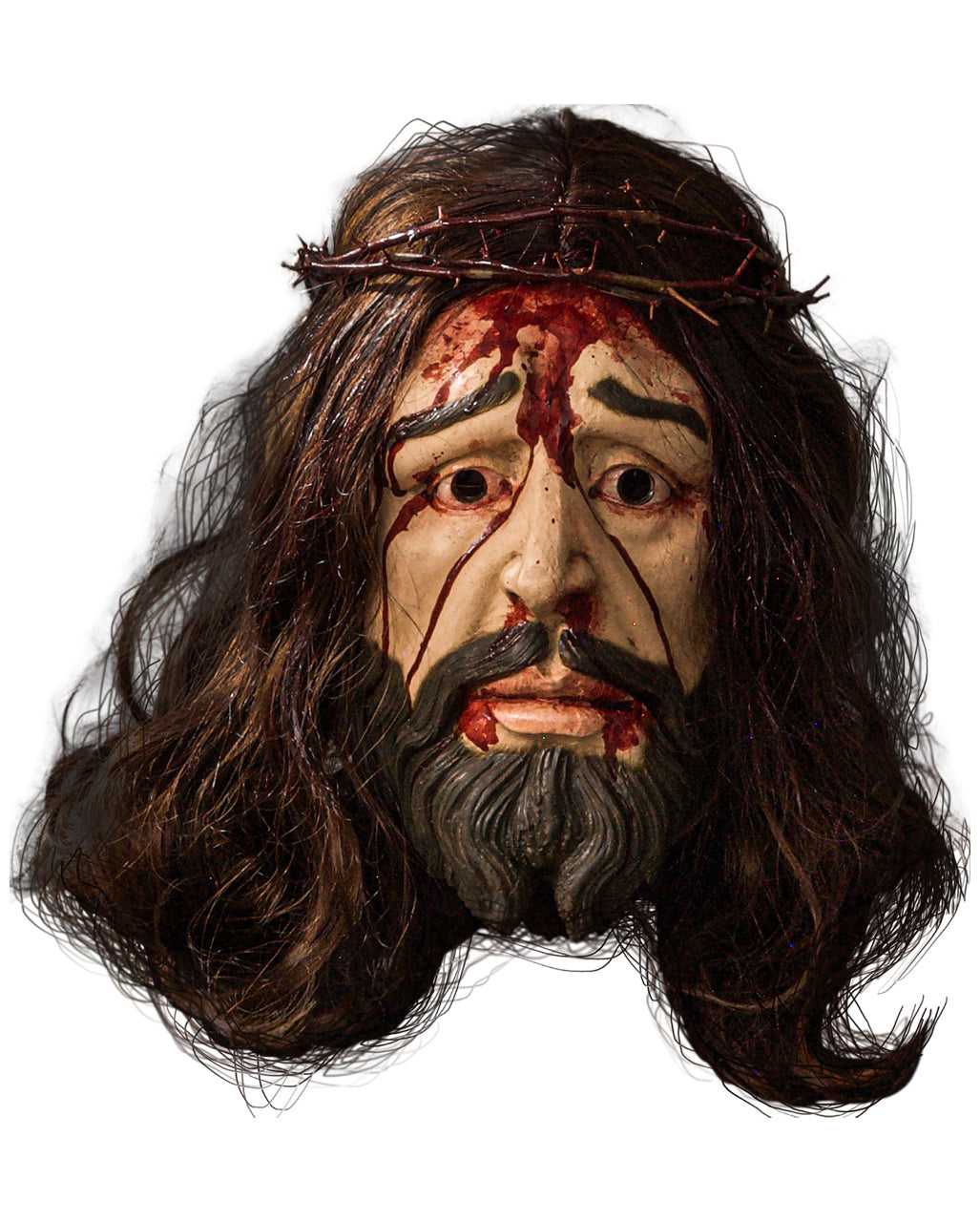 Bloody Jesus Maske mit Dornenkrone & Haaren