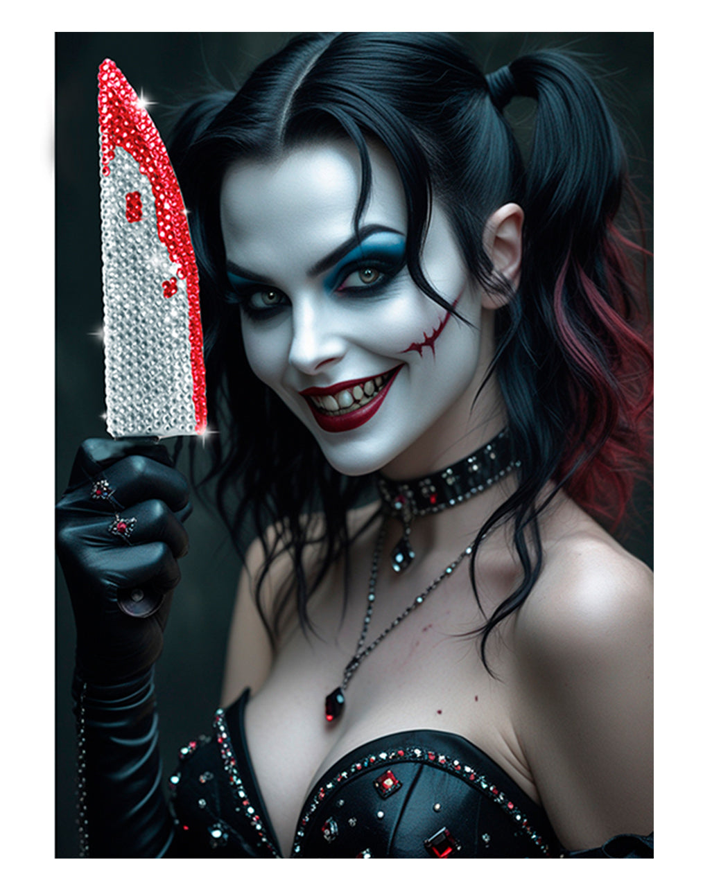 Bloody Messer mit Strasssteinen 38cm