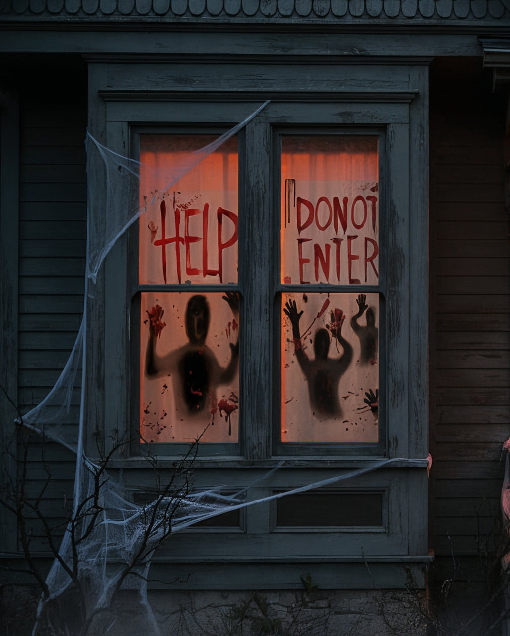 Blutige Halloween Tür & Fensterdeko 77x155cm - 2er Set