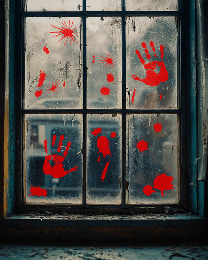 Blutige Handabdrücke & Splatter Fensterfolie
