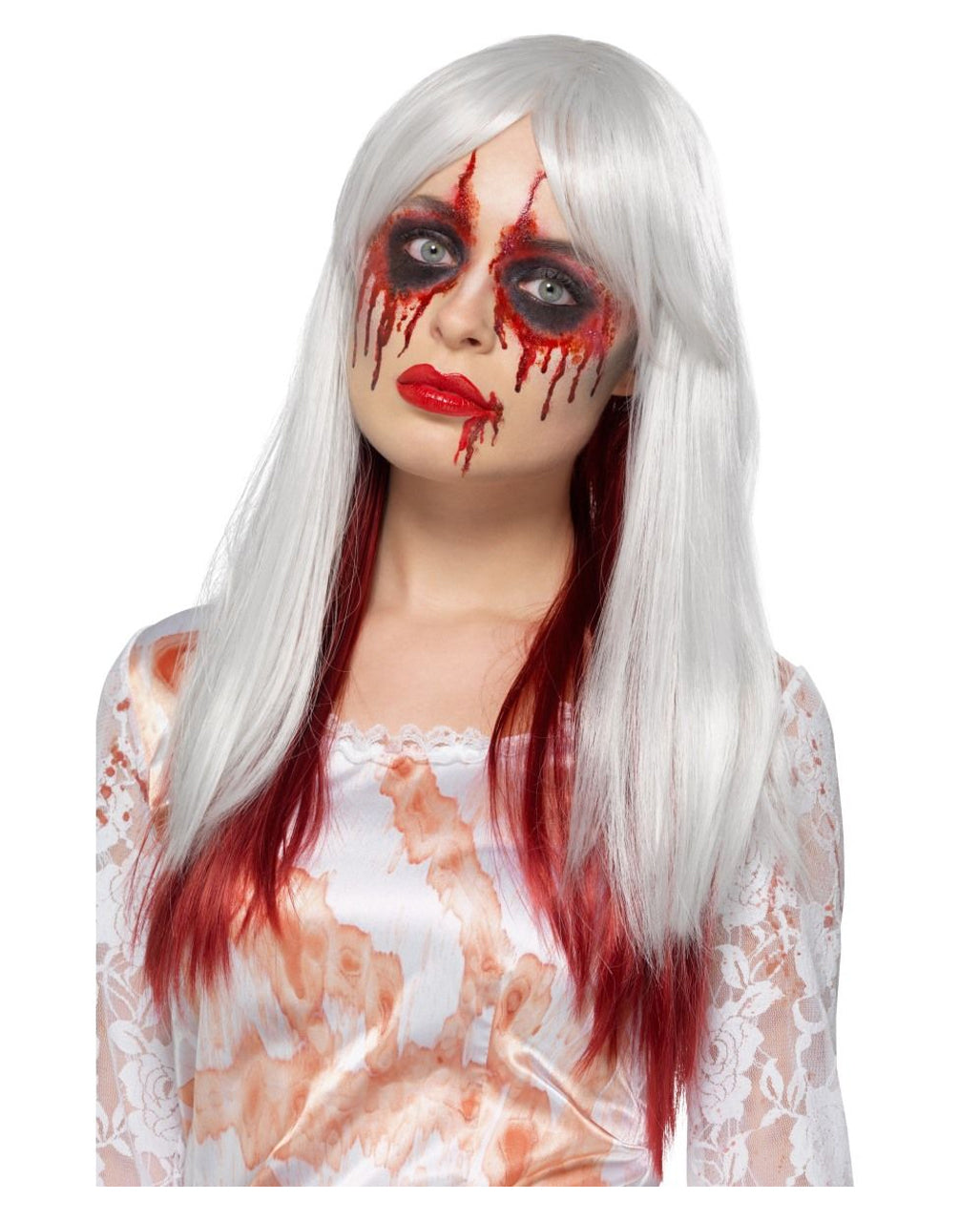 Bloody Ombre Wig Deluxe Grey-red