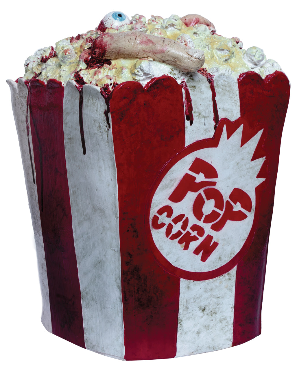 Blutiger Popcorn Eimer mit Augen & Fingern als Deko