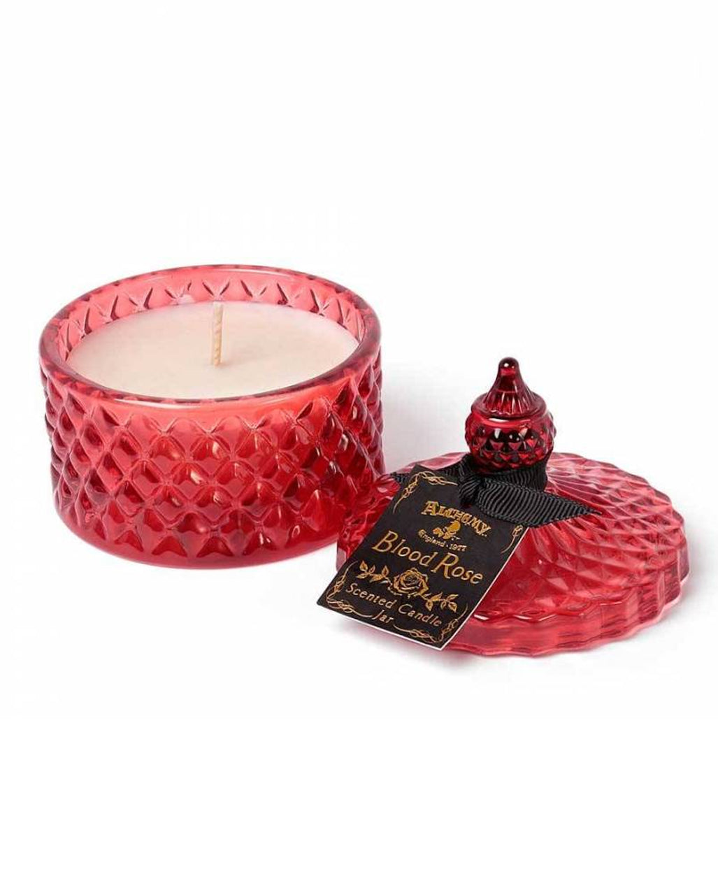 Blutrose Gothic Duftkerze im Antik Glas Medium