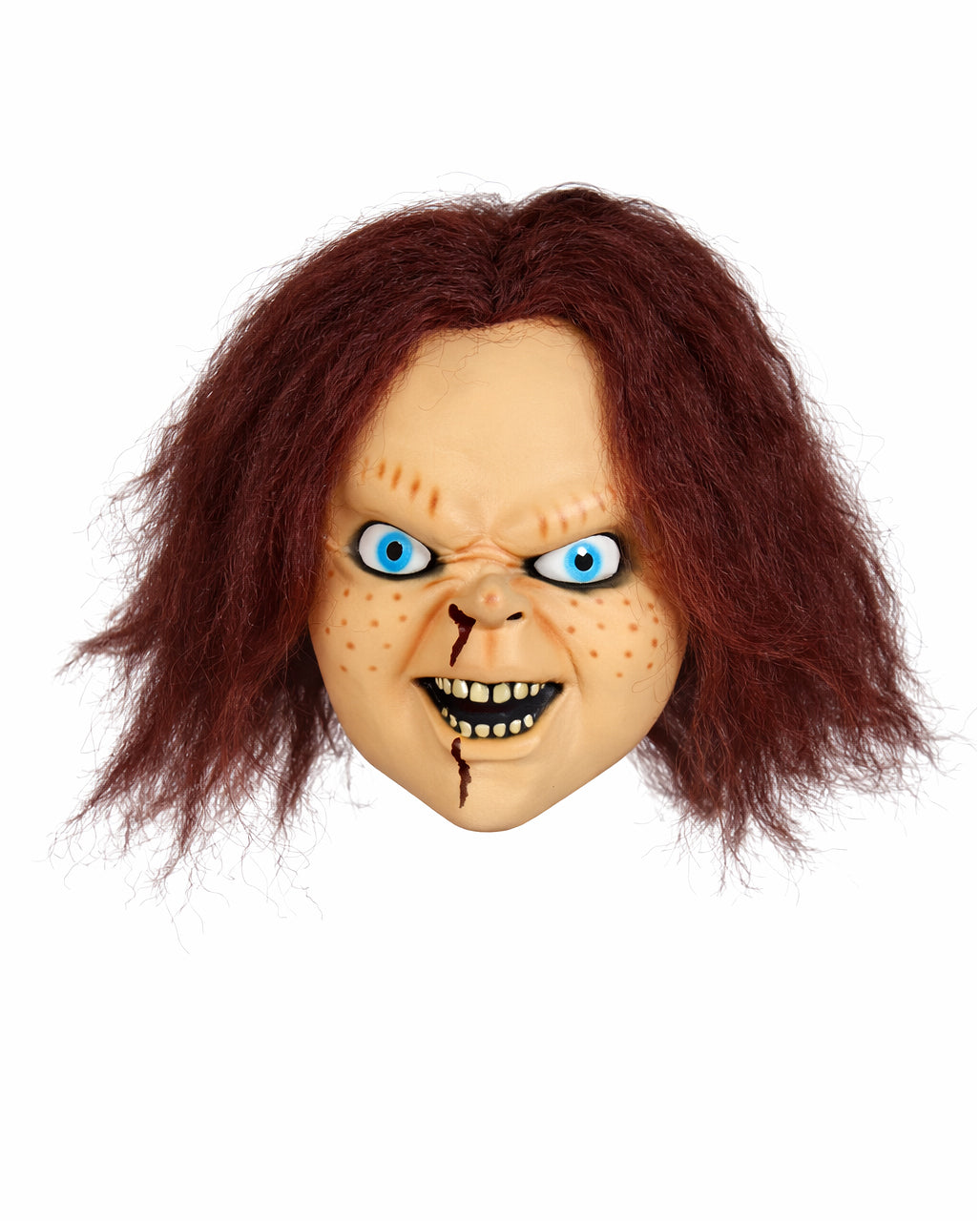 Maschera horror da bambola assassina con capelli