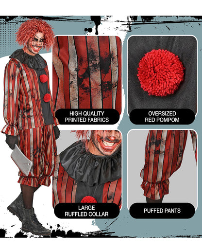 Böser Clown Rudy Herren Kostüm