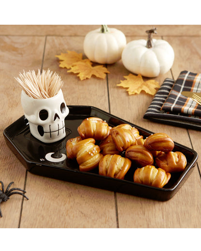 Servierteller Bone Appetit Sarg mit Totenkopf 28cm