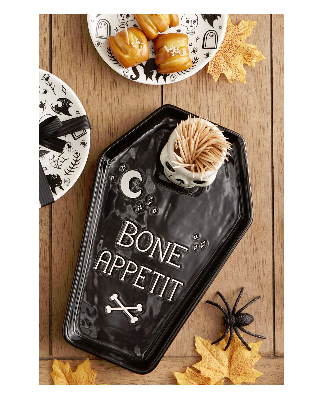 Servierteller Bone Appetit Sarg mit Totenkopf 28cm