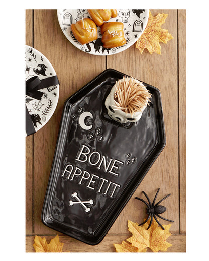 Servierteller Bone Appetit Sarg mit Totenkopf 28cm