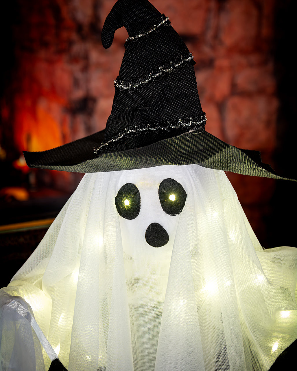 BOO Geist mit Hexenhut & LED 53cm