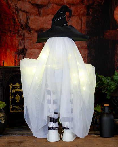 BOO Geist mit Hexenhut & LED 53cm