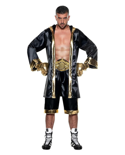 Boxer Herren Kostüm Schwarz-Gold