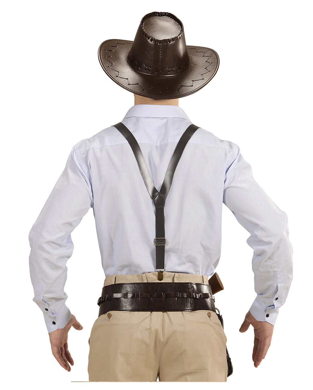 Brown Leather-look Suspenders