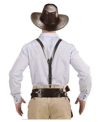Brown Leather-look Suspenders