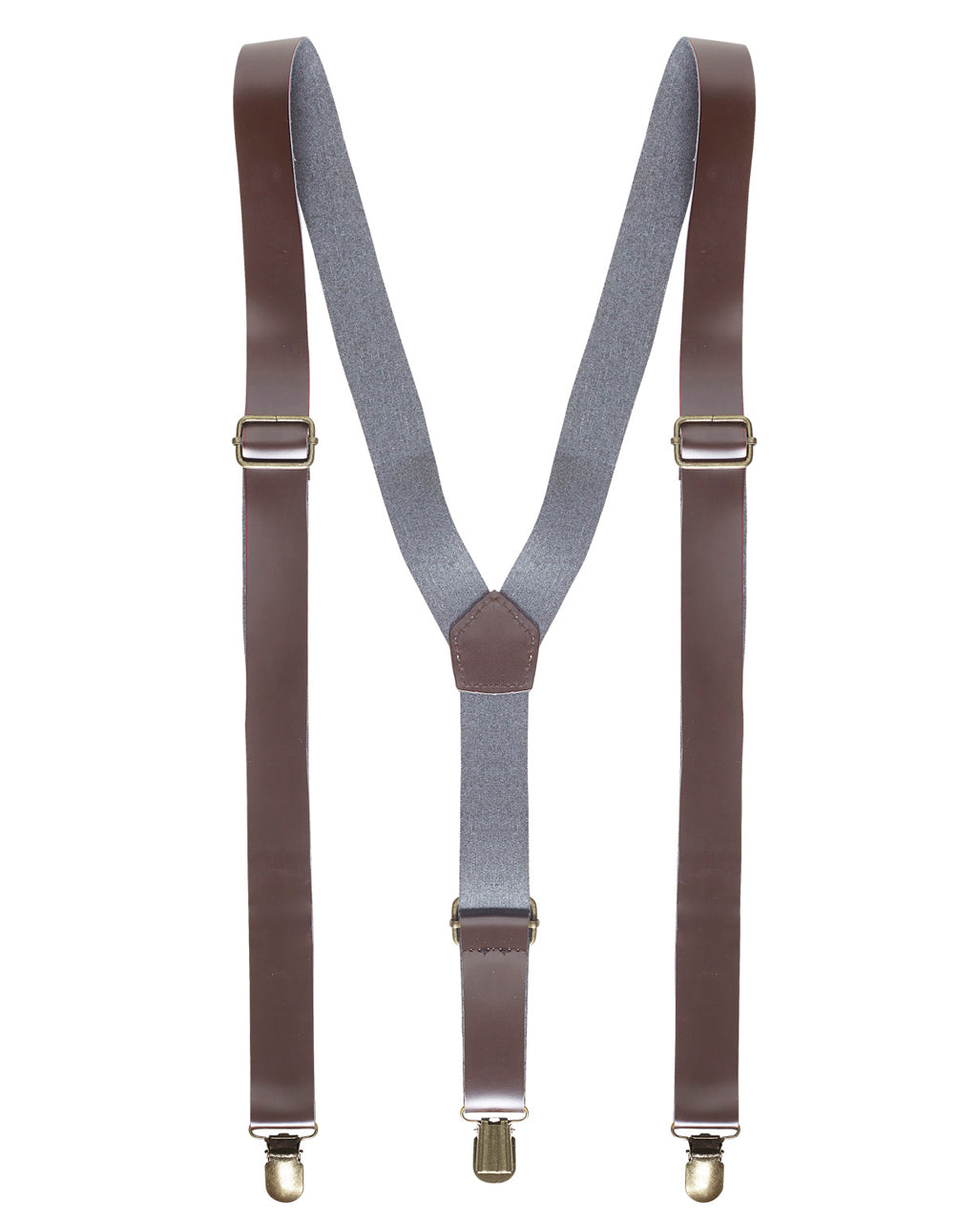 Brown Leather-look Suspenders