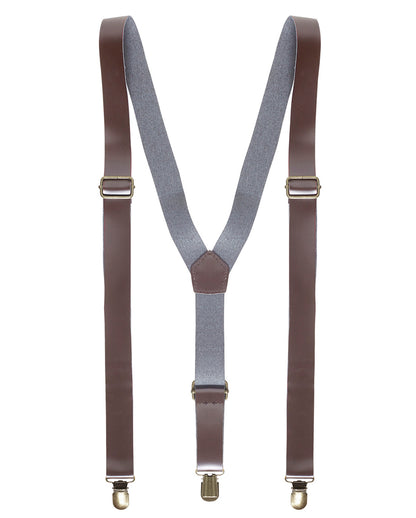 Brown Leather-look Suspenders