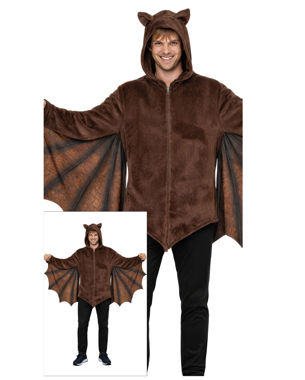Brown Bat Jacket with Wings & Hood