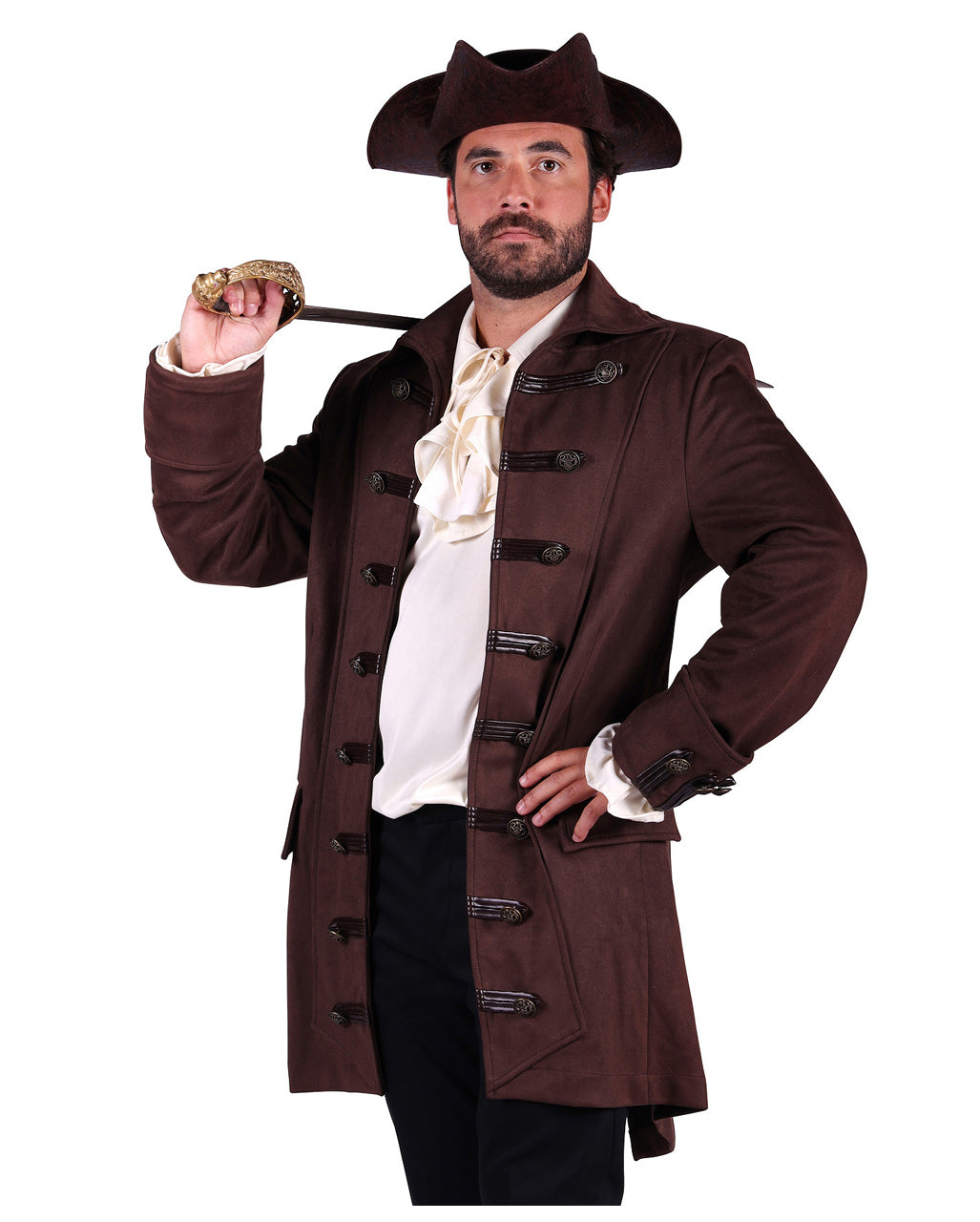 Braune Steampunk Jacke im Wildleder Look
