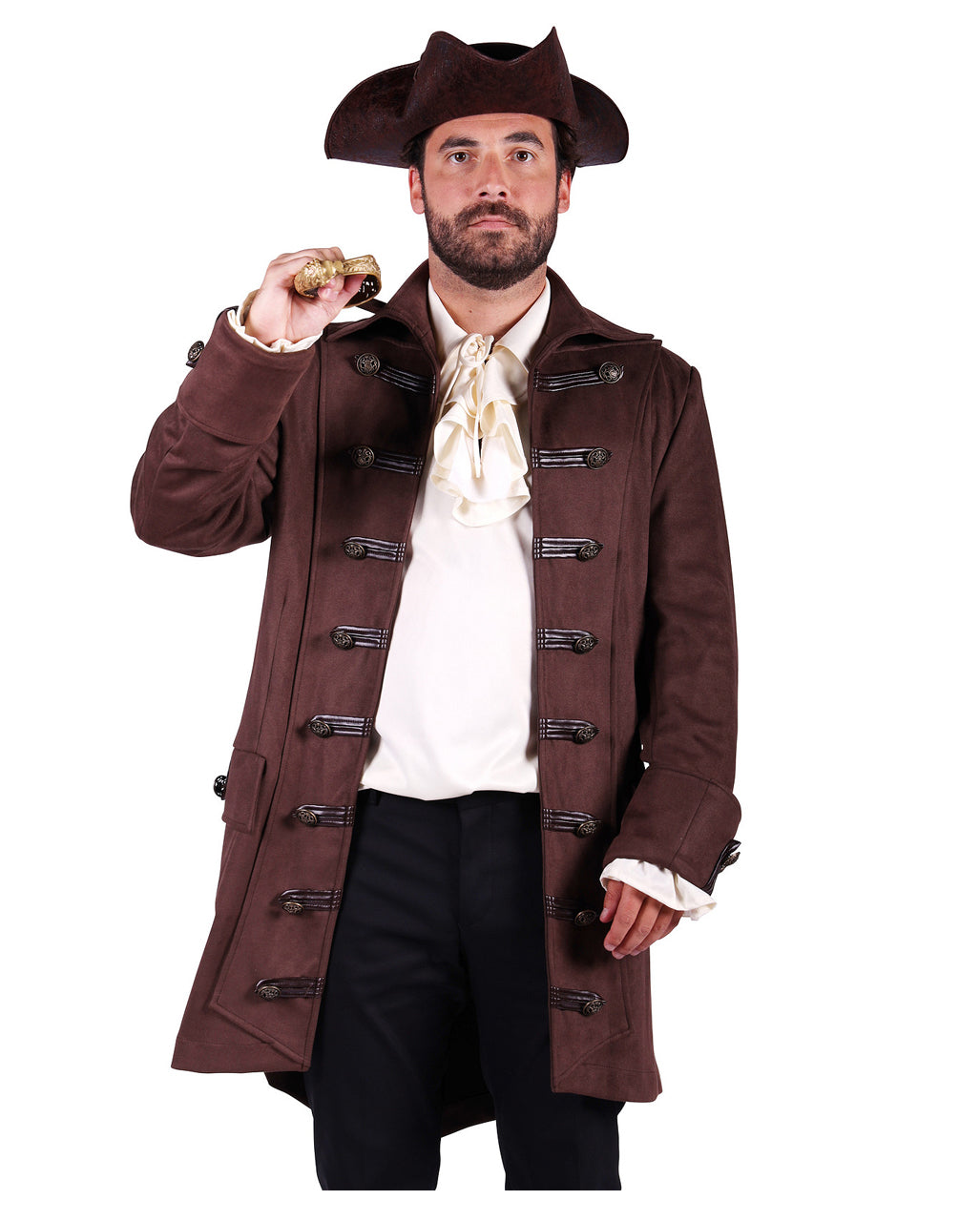 Braune Steampunk Jacke im Wildleder Look
